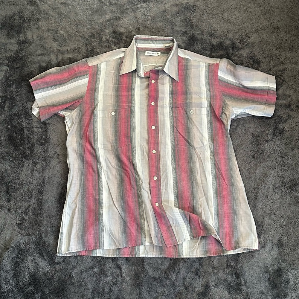Vintage Pierre Cardin Striped Short Sleeve Button-Up Shirt